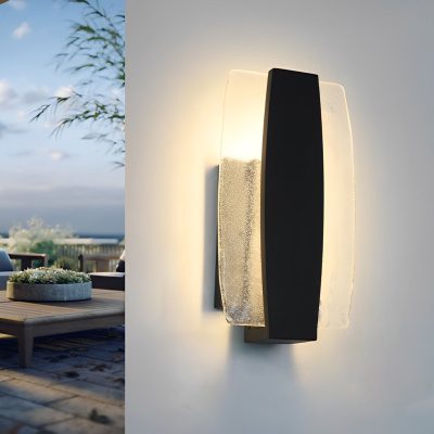 LED378Waterproof LED Handmade Bubbles Glass Black Modern Outdoor Wall Light