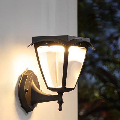 LED3861-Light Black Solar Powered Porch Sconce LED Outdoor Wall Light